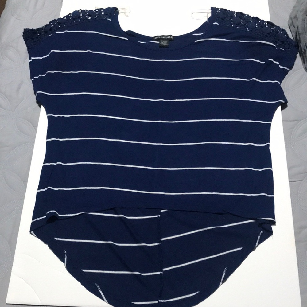 High-low striped shirt